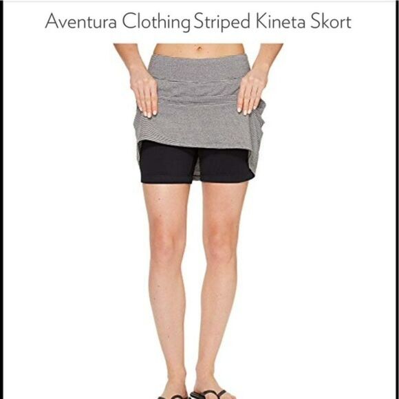 Aventura Gray and White Striped Kineta Skort with Front Pockets Sz XS - Picture 2 of 11